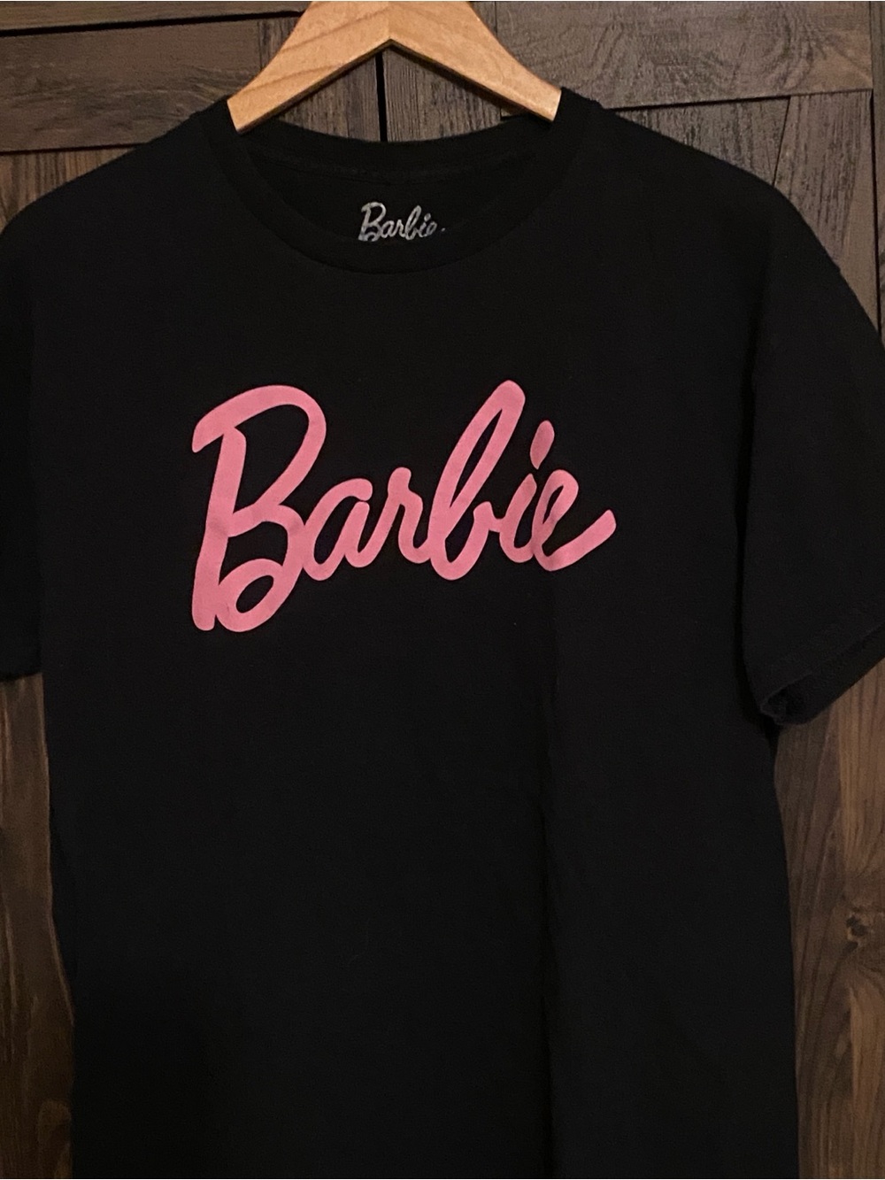 Black Barbie  T‑Shirt with Pink Logo